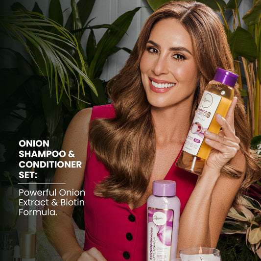 Onion Shampoo and Conditioner for Hair Growth with Biotin, Salt and Paraben Free Hair Care Duo with Keratin and Botanical Extracts for Stronger Softer Hair