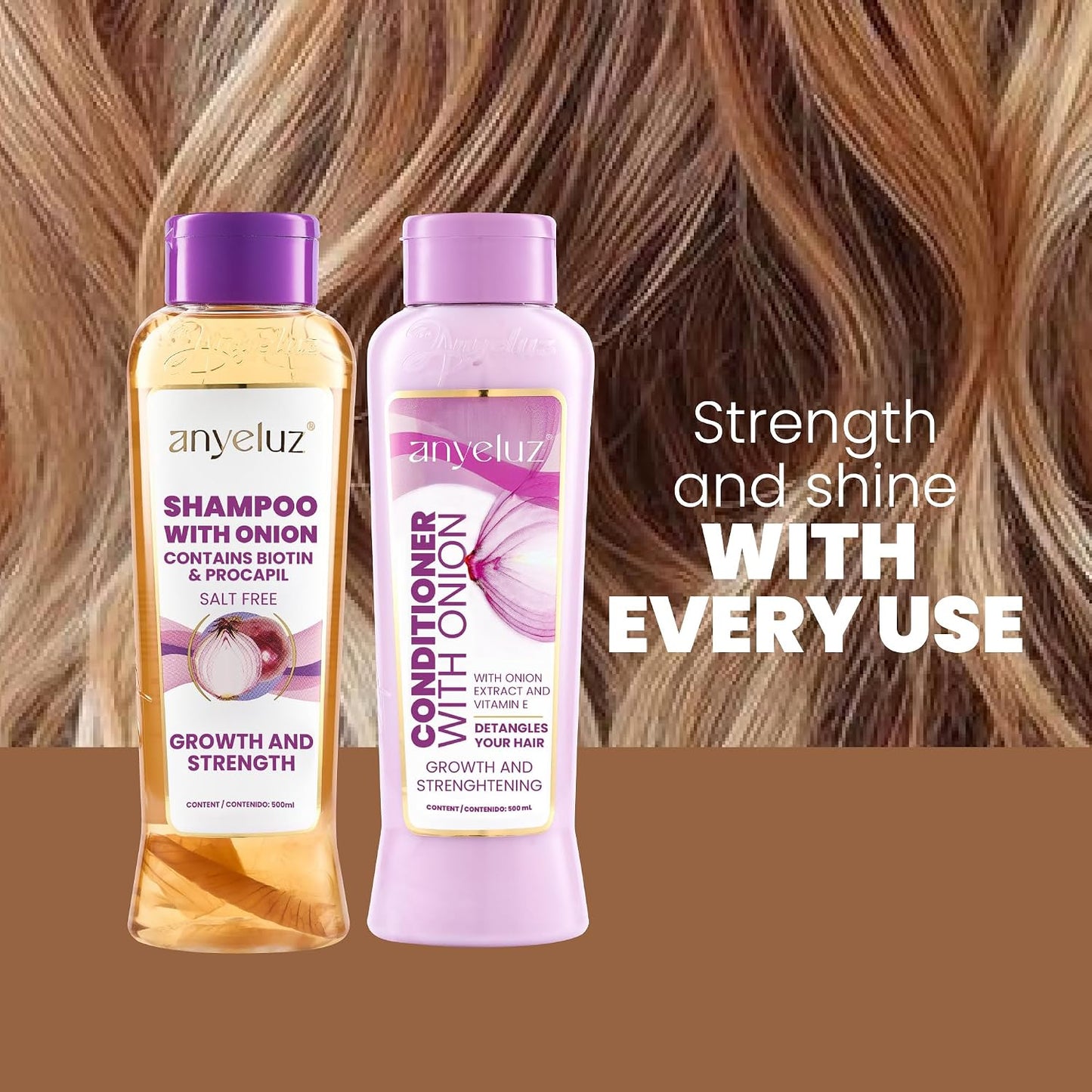 Onion Shampoo and Conditioner for Hair Growth with Biotin, Salt and Paraben Free Hair Care Duo with Keratin and Botanical Extracts for Stronger Softer Hair